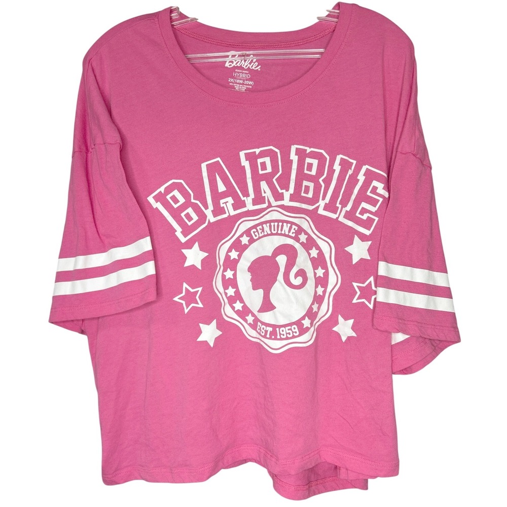 Barbie Mattel 2X(18w-20w) Varsity Graphic‎ Pink T-Shirt Womens Plus Est 1959